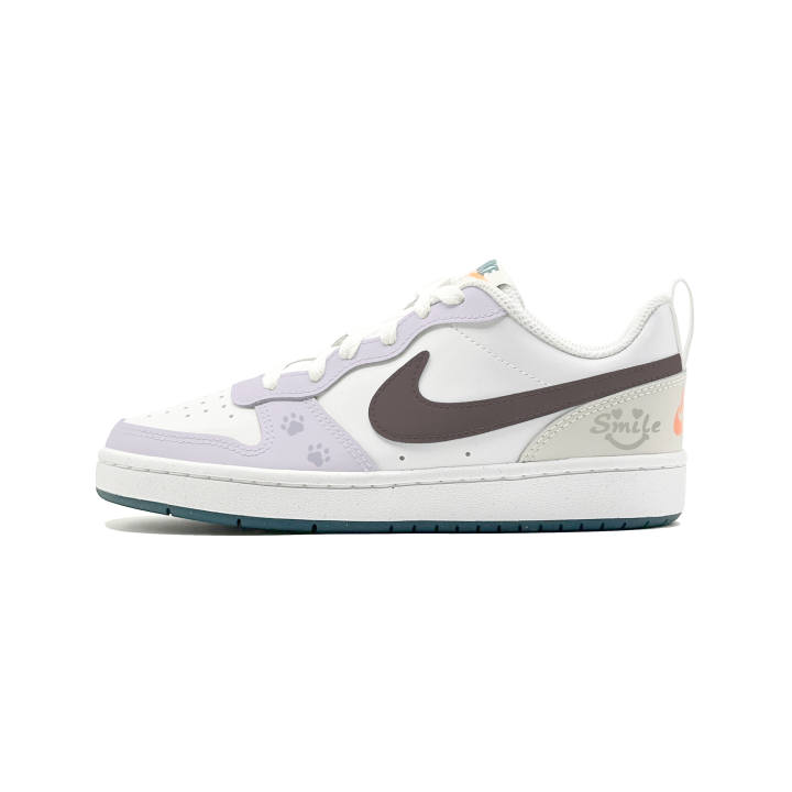 Nike Nike Court Borough 2 Taro Paste Mousse Leather Slip Resistant Abrasion Resistant Low top Kids' Skateboarding Shoes