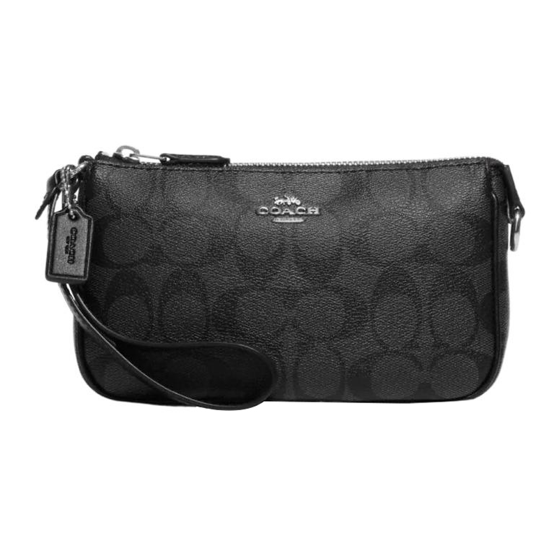 COACH Nolita Classic Logo Coated Canvas With Smooth Leather Pochette, Shoulder Bag, Portable One Shoulder Clutch Small