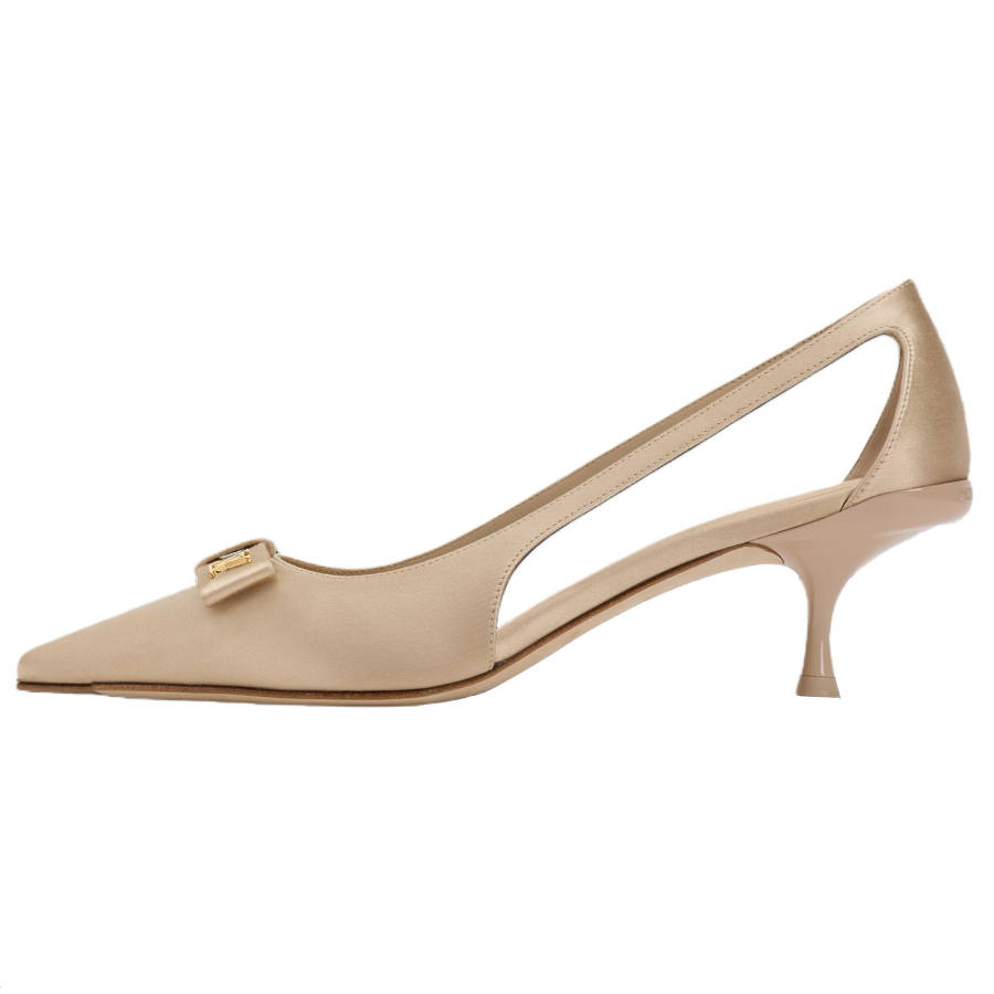 LOUIS VUITTON 6AM Flared Heel High Heels 5.5cm Women's Beige