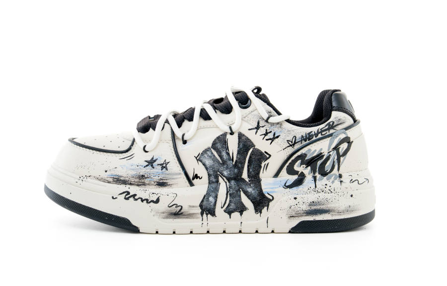 MLB Chunky Liner Unrestrained Graffiti Synthetic Leather Abrasion Resistant Slip Resistant Low top Skateboard Shoes
