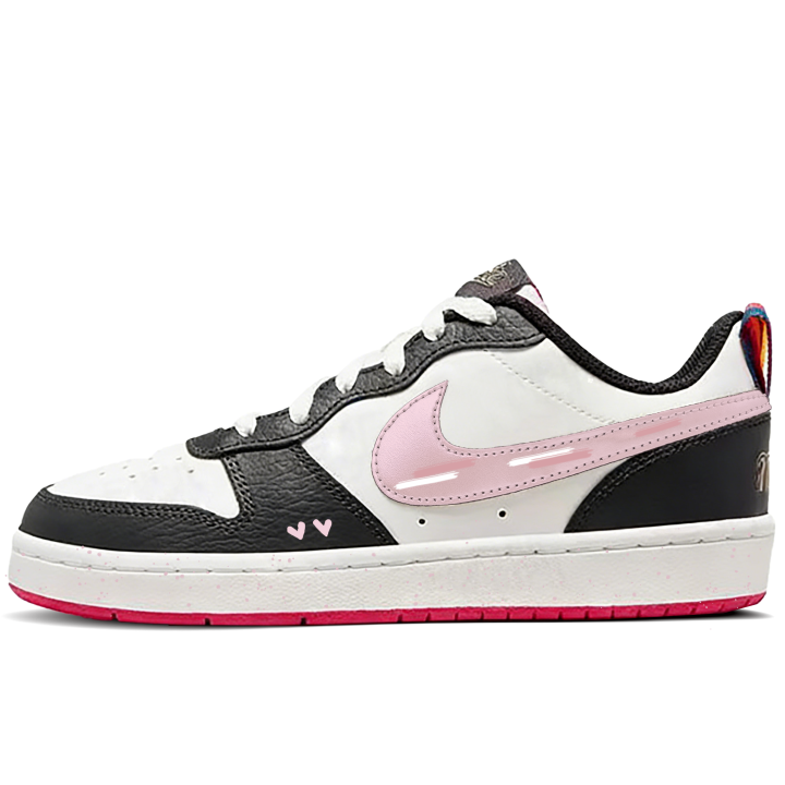 Nike Nike Court Borough Pink Cute Leather Low top Kids' Skateboarding Shoes White Unisex