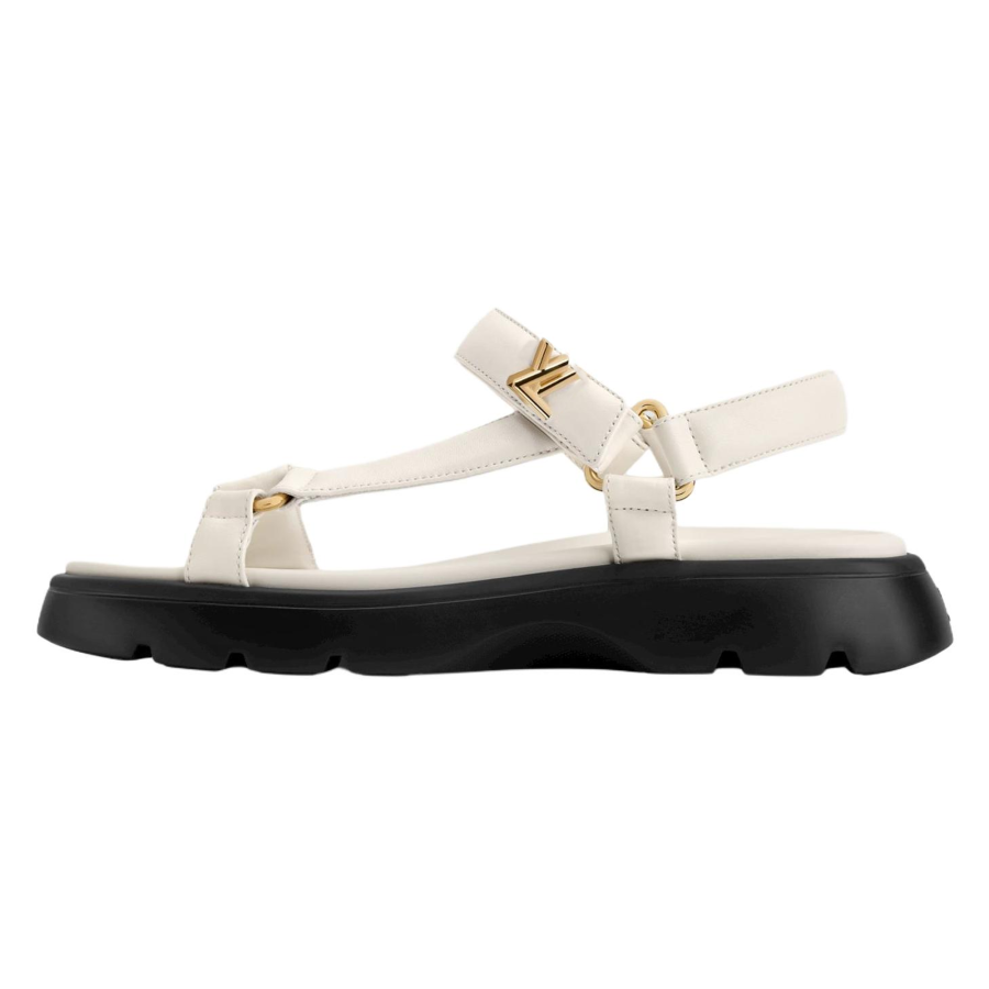LOUIS VUITTON Nevada Comfort Sheepskin One Strap Sandals Women's White