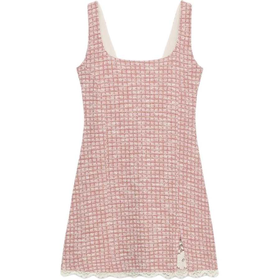ZARA Sleeveless Dresses Women's Pink/White Square Collar Moderate Short