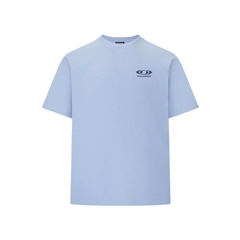 SALOMON T Shirts Men's Gray Blue Crew Neck Moderate