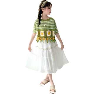 TNTX Kids Two Piece Skirt Sets Crew Neck Thin Mid Length