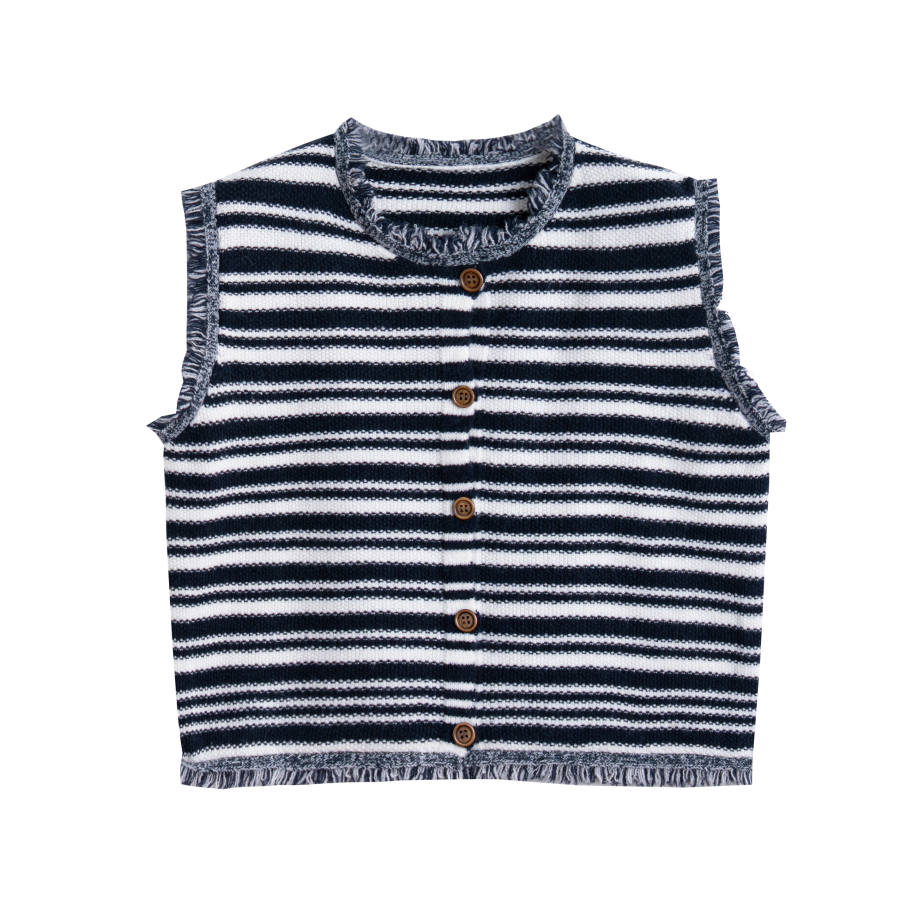 Tonlion Knitwear Women's Navy Blue Crew Neck Moderate Cardigan