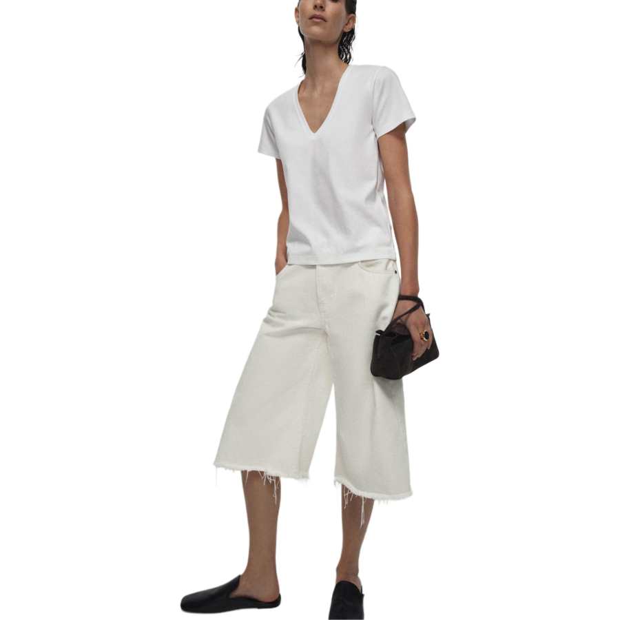ZARA T Shirts Women's V Neck Moderate