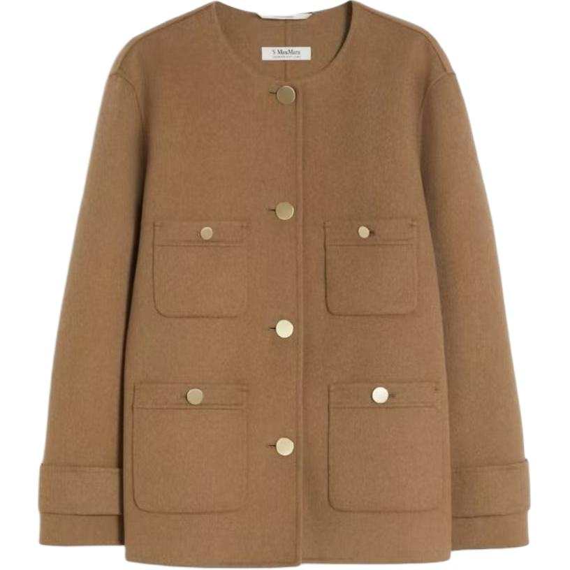 'S MAX MARA Coats Women's Khaki Crew Neck Moderate Straight Fit