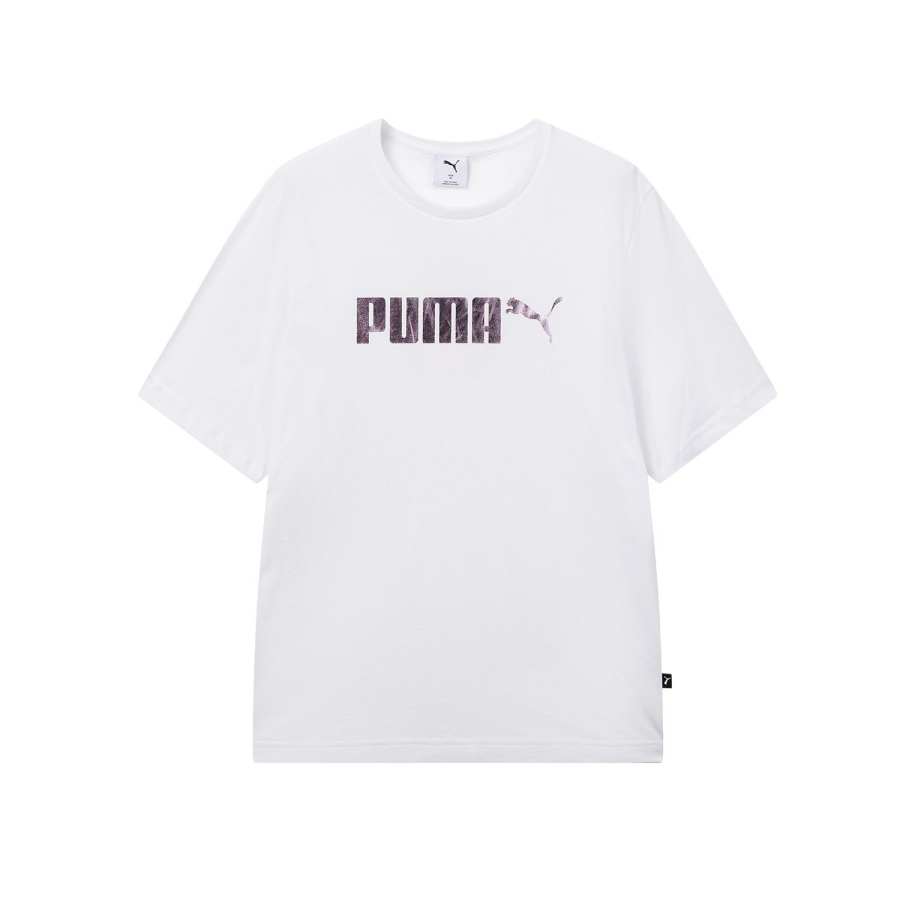 PUMA ESS T Shirts Unisex White Crew Neck Moderate