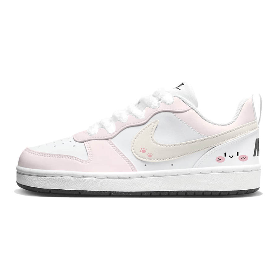 Nike Nike Court Borough Synthetic Leather Slip Resistant Low top Skateboard Shoes Women's White Pink