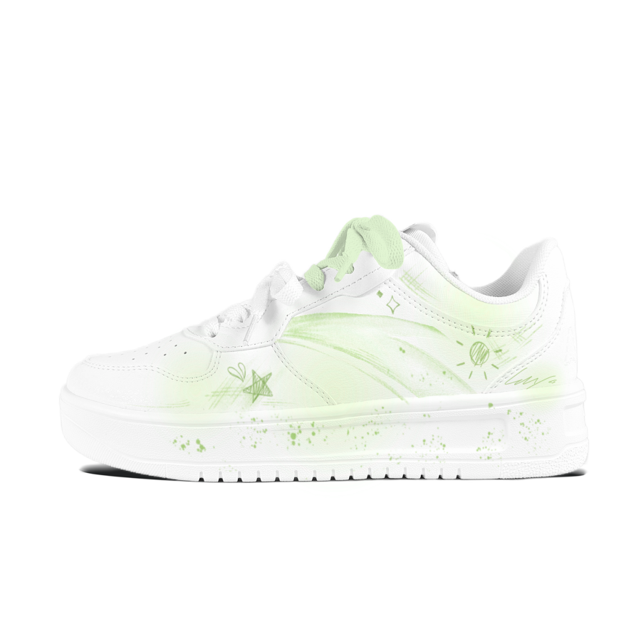 Anta Easy Sunshine Graffiti, Green Abrasion Resistant Slip Resistant Skateboard Shoes Unisex