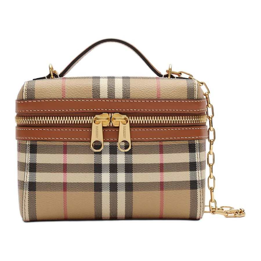 Burberry Polyurethane, Polyester With Cotton One Shoulder Handbag Mini Women's Beige