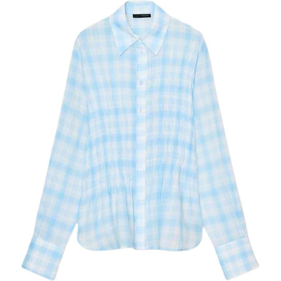 ZARA Shirts Women's Sky Blue Lapel Moderate Other