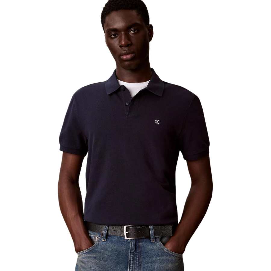Calvin Klein Polo Shirts Men's Dark Sapphire Blue Lapel Moderate