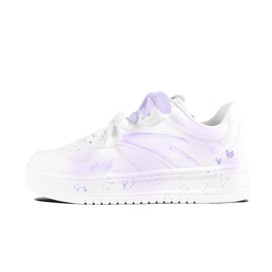 Anta Easy Heart Graffiti Purple Abrasion Resistant Slip Resistant Skateboard Shoes Unisex