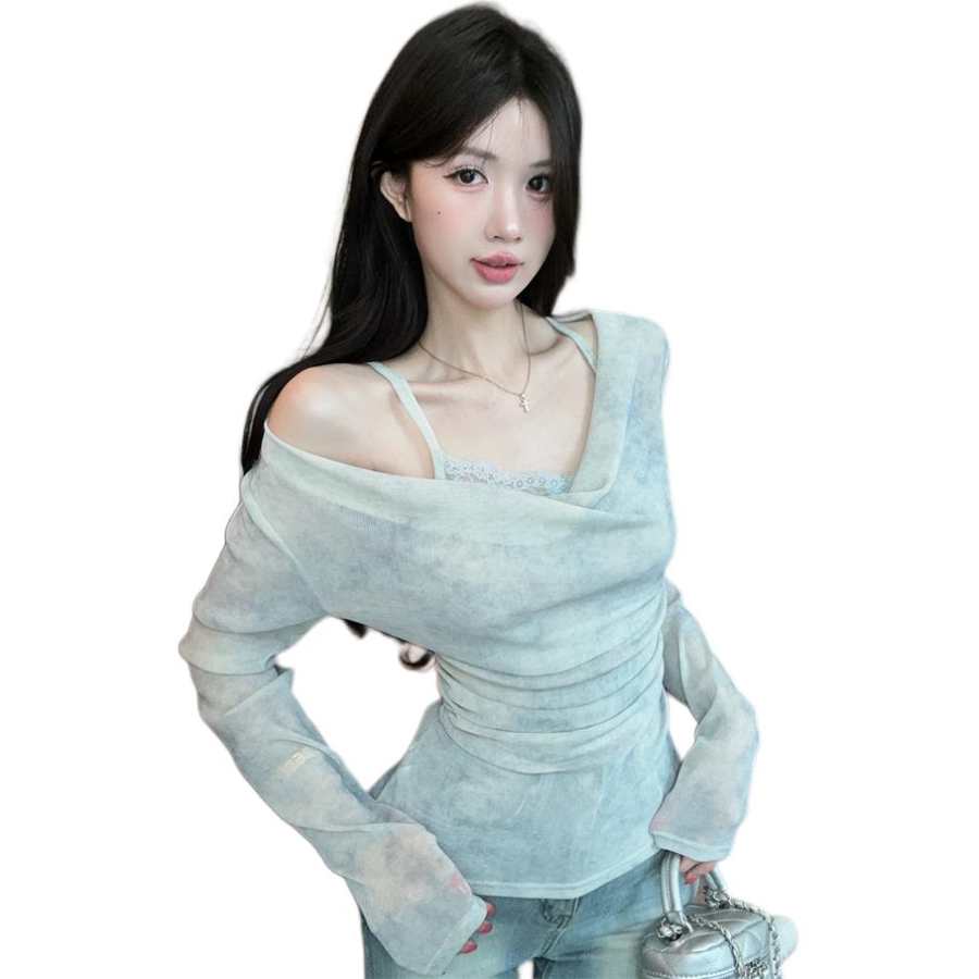 JBBCN JBBCN T Shirts Women's Draped Collar Thin Mock Two Piece