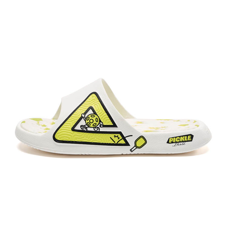 PEAK Taichi Classic Slippers Cushioning Slip Resistant Quiet Slide Slippers Unisex Ivory/Green