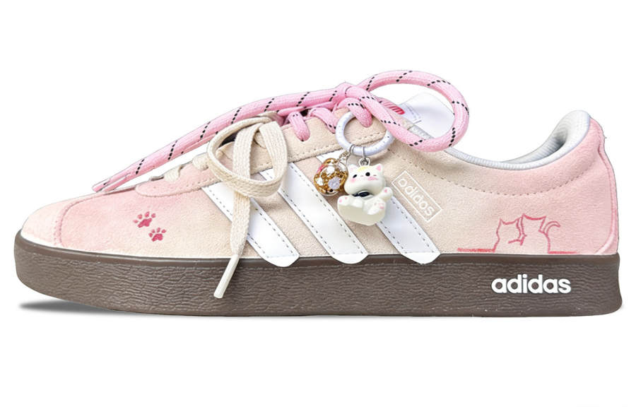 Adidas Adidas VL COURT 2.0 Abrasion Resistant Lightweight Low top Skateboard Shoes Unisex Beige Pink