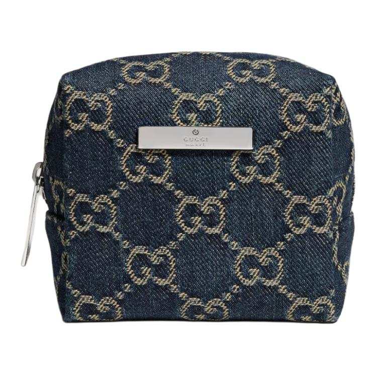 GUCCI Denim Makeup Bag Small Women's Dark Blue
