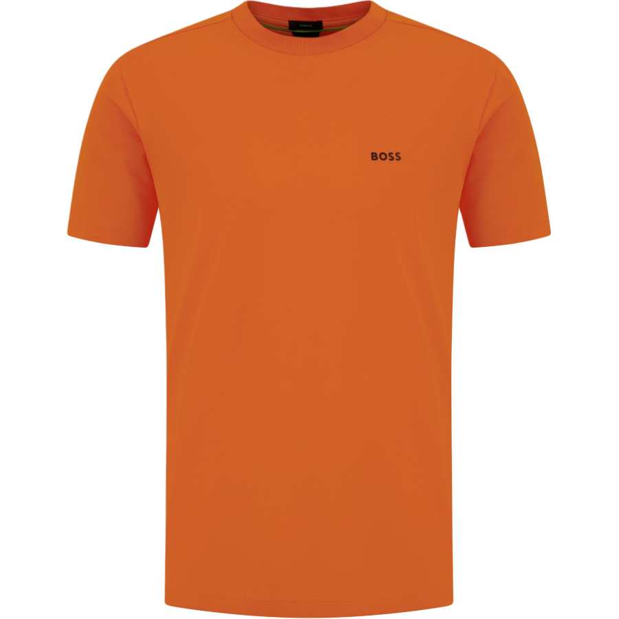 HUGO BOSS T Shirts Men's Orange Crew Neck Moderate Straight Fit