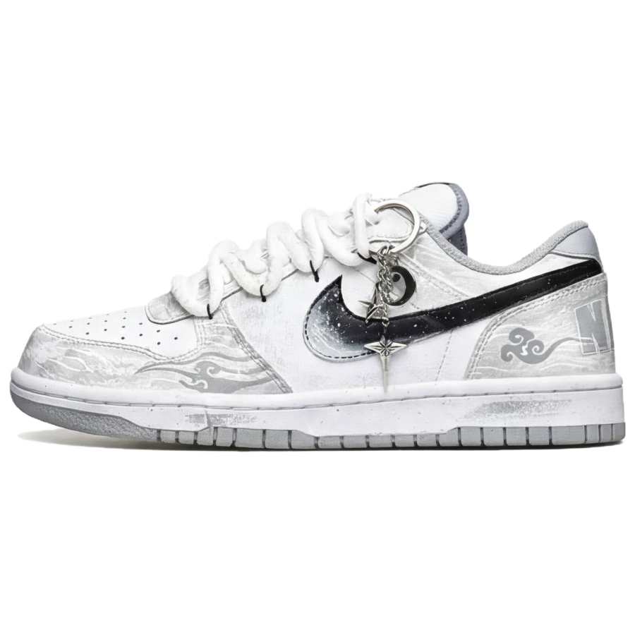 Nike Nike Dunk Bai Ze Tianyun Double Shoelace Abrasion Resistant Low top Skate Shoes Men's White Gray