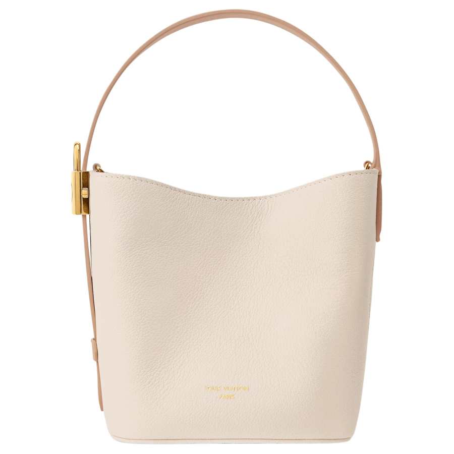 LOUIS VUITTON All In BB Cow Leather Bucket Bag, One Shoulder Handbag Small Women's Ecru