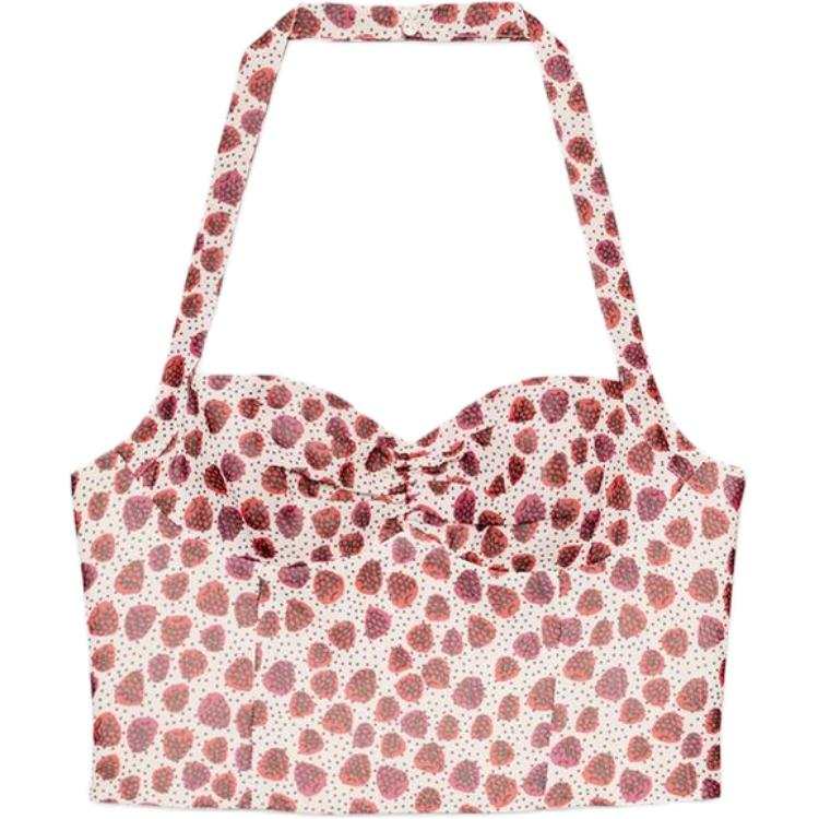 ZARA Tank Tops Women's Nude/Red Halter Neck