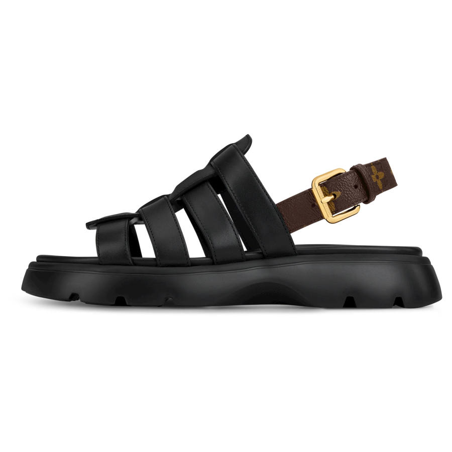 LOUIS VUITTON Nevada Comfort Fisherman Roman Sandals Women's Black