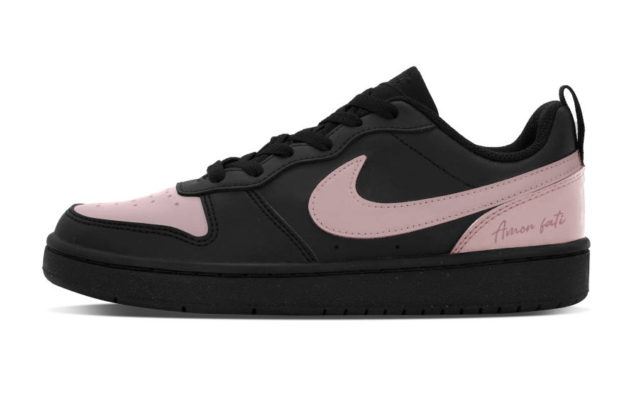 Nike Nike Court Borough Haze Pink Leather Slip Resistant Abrasion Resistant Low top Kids' Skateboarding Shoes Black Pink