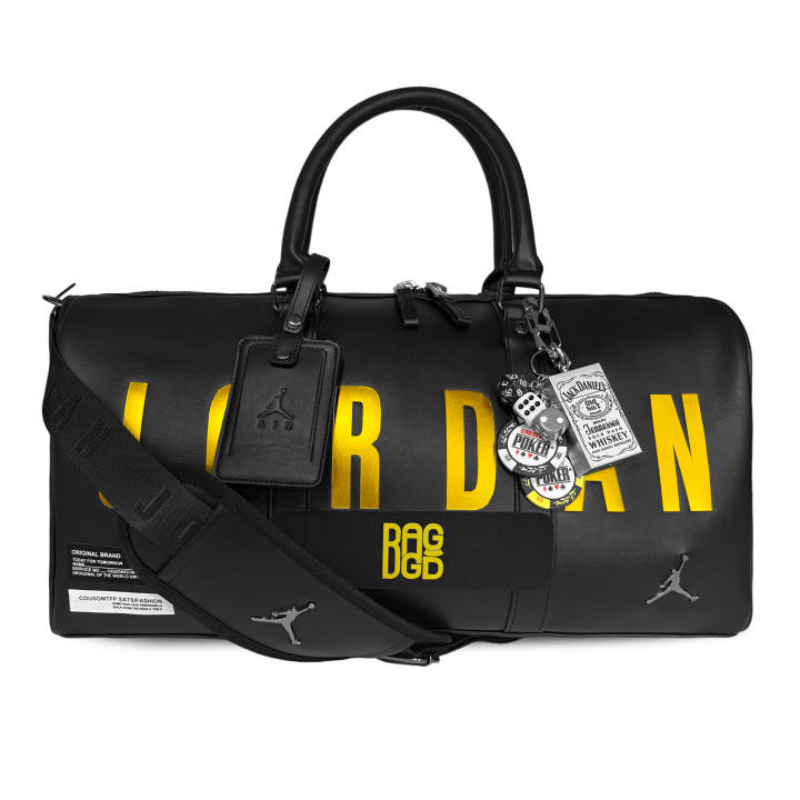 Jordan Jordan Synthetic Leather Travel Bag Unisex Pure Black