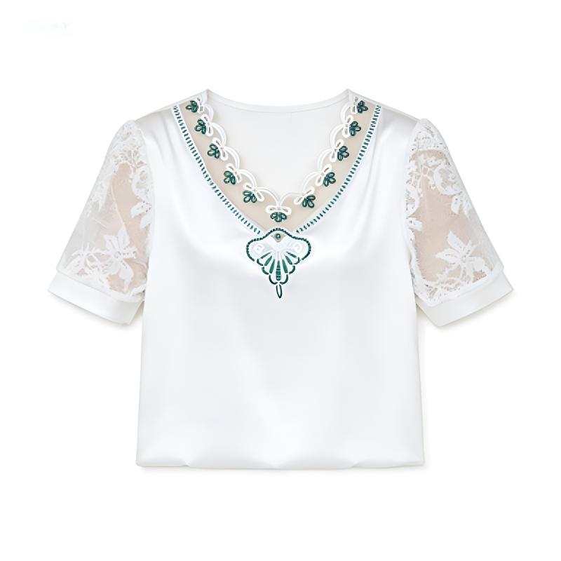DUSHE T Shirts Women's V Neck Thin Straight Fit