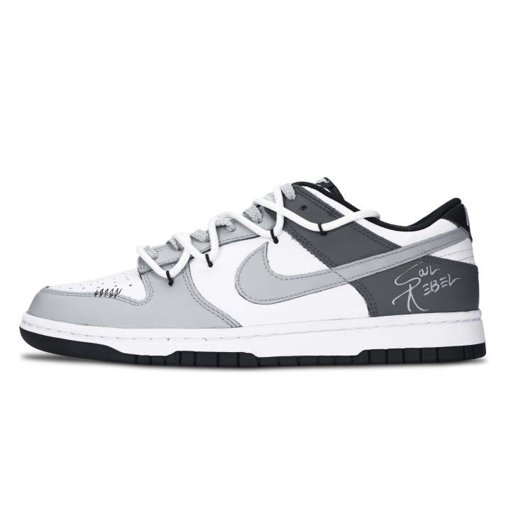 Nike Nike Dunk Black White, Gray Black Duo Leather Abrasion Resistant Slip Resistant Low top Skateboard Shoes Unisex Gray