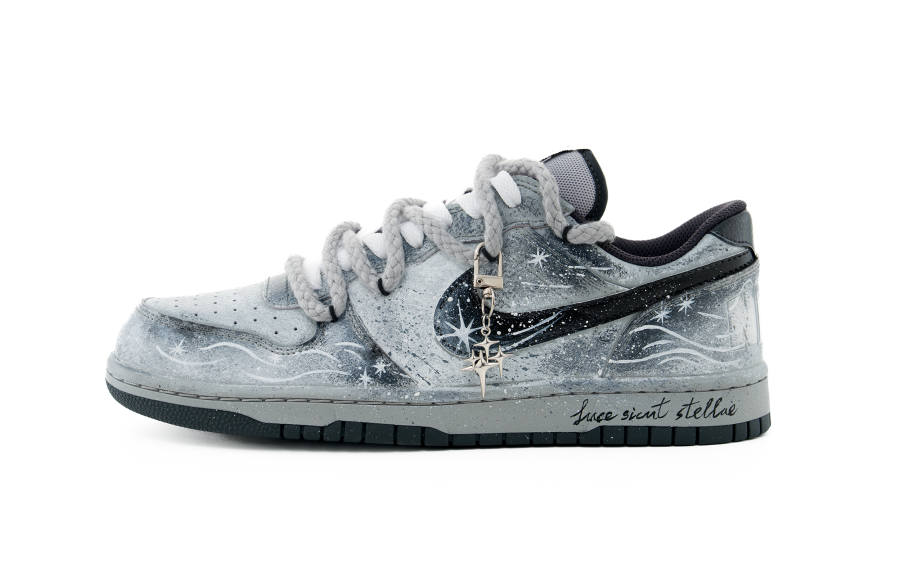 Nike Nike Big Key To The Star Chain Leather Abrasion Resistant Slip Resistant Low top Skateboard Shoes Men's Gray