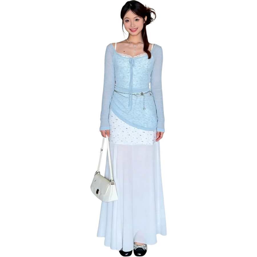 JBBCN Two Piece Skirt Sets Women's Crew Neck Moderate Long