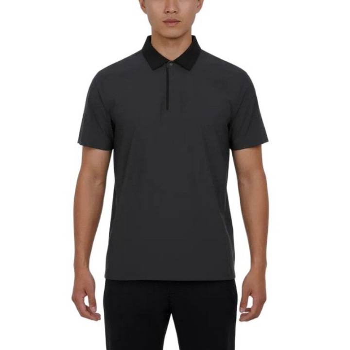 Adidas Adidas Polo Shirts Men's Dark Gray/Black Lapel Moderate