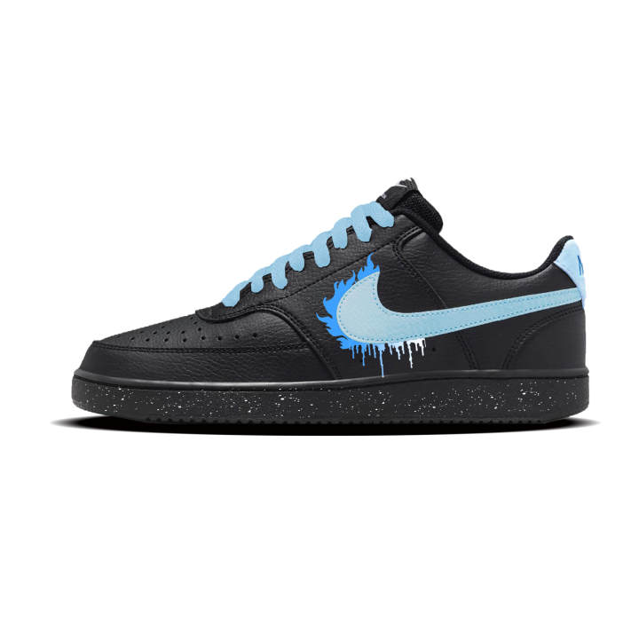 Nike Nike Court Vision 1 Ice Flame Synthetic Leather Abrasion Resistant Low top Skateboard Shoes Unisex Light Blue