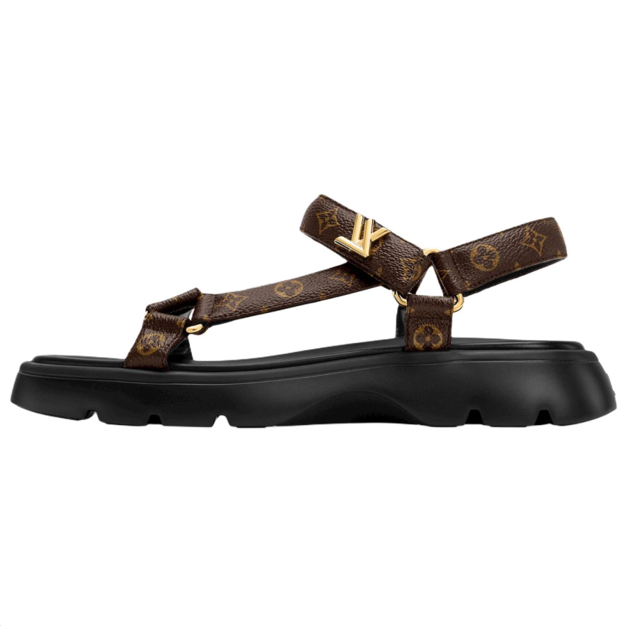 LOUIS VUITTON Nevada Comfort One Strap Sandals Women's Brown