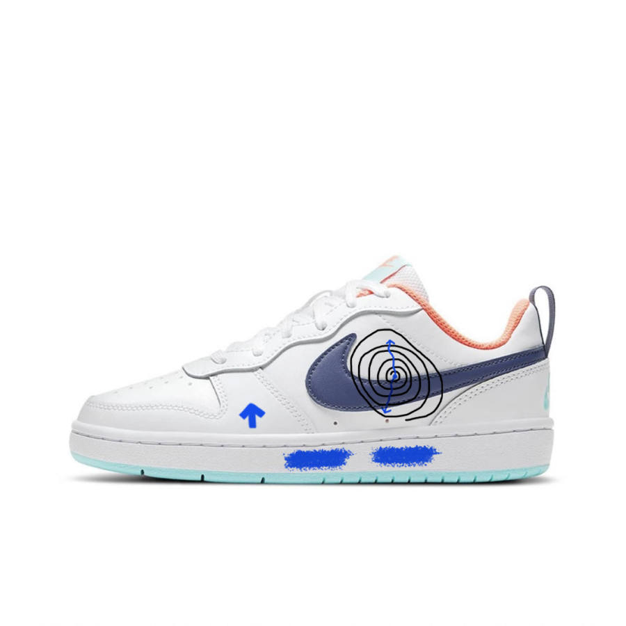 Nike Nike Court Borough 2 Time Odyssey Leather Low top Kids' Skateboarding Shoes White Blue Black