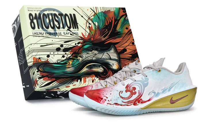 Nike Nike G.T. Cut 4 811 Manufacturing, Red Pattern Breakthrough, Special Shoe Box Slip Resistant Low top Basketball Shoes