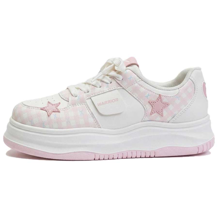 WARRIOR Coverage Height Increasing Abrasion Resistant Lightweight Breathable Low top Casual Shoes Women's Beige Pink