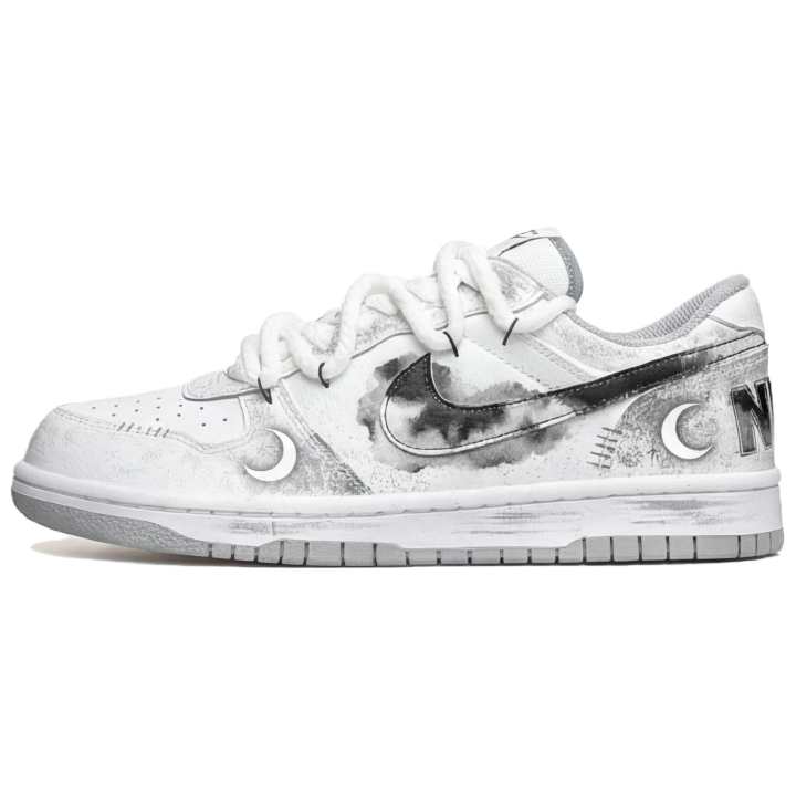 Nike Nike Dunk Dark Night Supercar Double Shoelace Abrasion Resistant Low top Skate Shoes Men's White Gray
