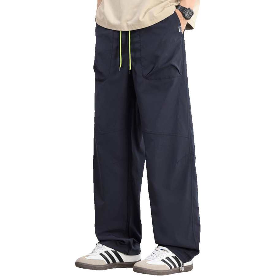 Tonlion Casual Pants Unisex Moderate Wide Leg Pants
