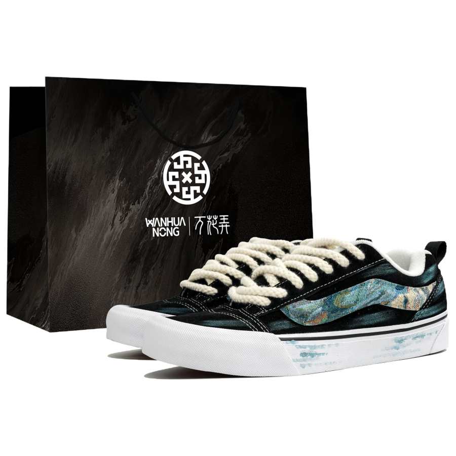 Vans Knu Skool Wan Hua Nong, Monet, Shopping Bag Abrasion Resistant Low top Skateboard Shoes Unisex Black