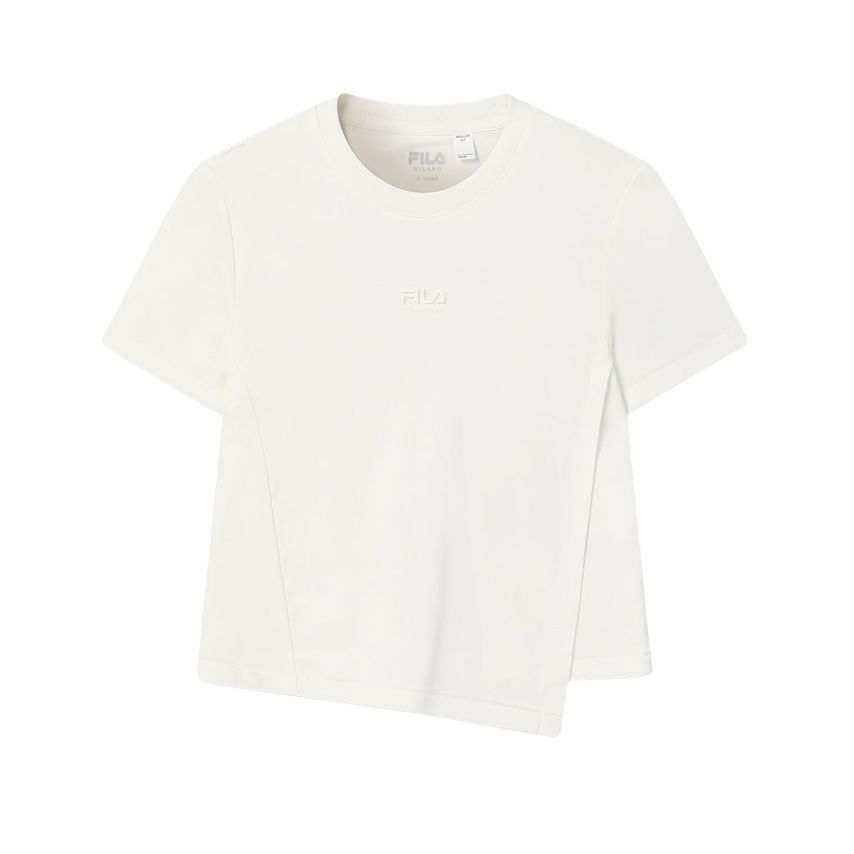 FILA MILANO T Shirts Women's Marshmallow White Crew Neck Moderate