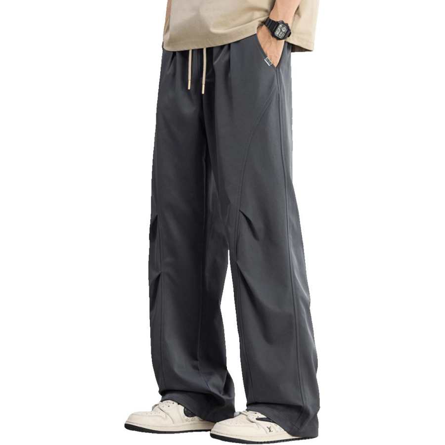 Tonlion Casual Pants Unisex Moderate Wide Leg Pants