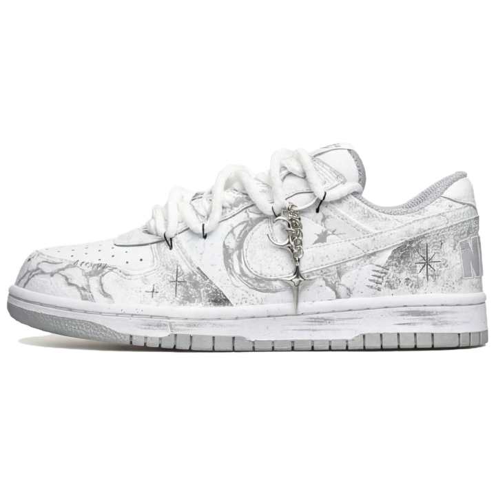 Nike Nike Dunk Floating Moonlight Double Shoelace Abrasion Resistant Low top Skate Shoes Men's White Gray