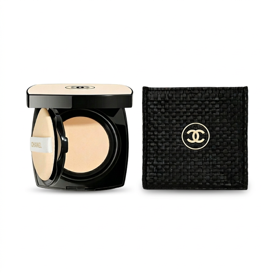CHANEL Beige Fashion Air Cushion Pastel Pink Foundation+26 Summer Limited Woven Bag