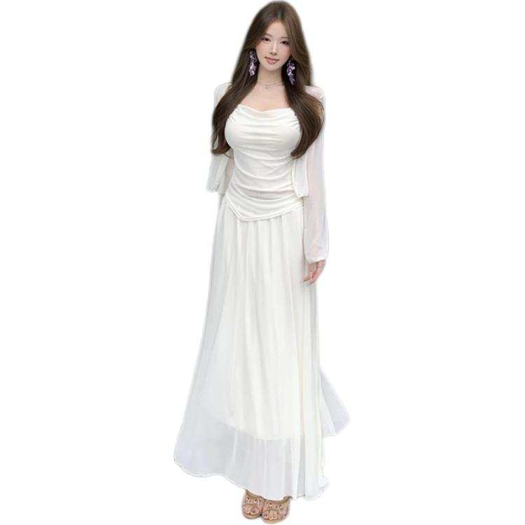 JBBCN JBBCN Two Piece Skirt Sets Women's Draped Collar Thin Long