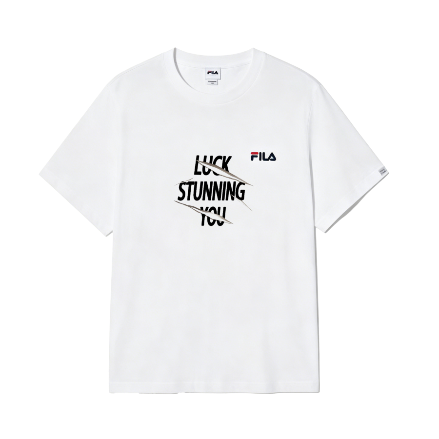 FILA T Shirts Unisex Gray White 0WH Crew Neck Moderate