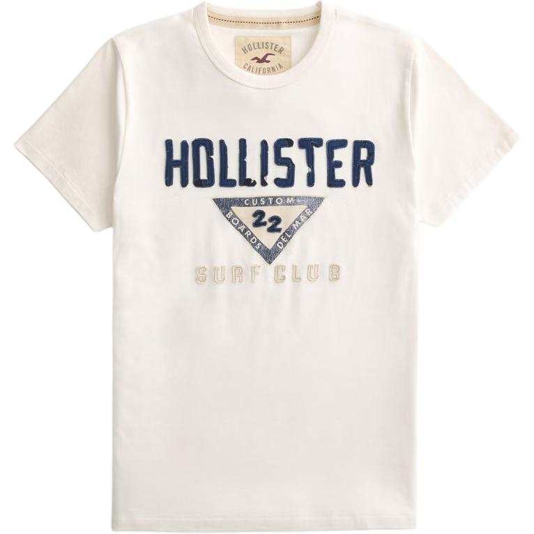 Hollister/ T Shirts Men's White Crew Neck Moderate Straight Fit